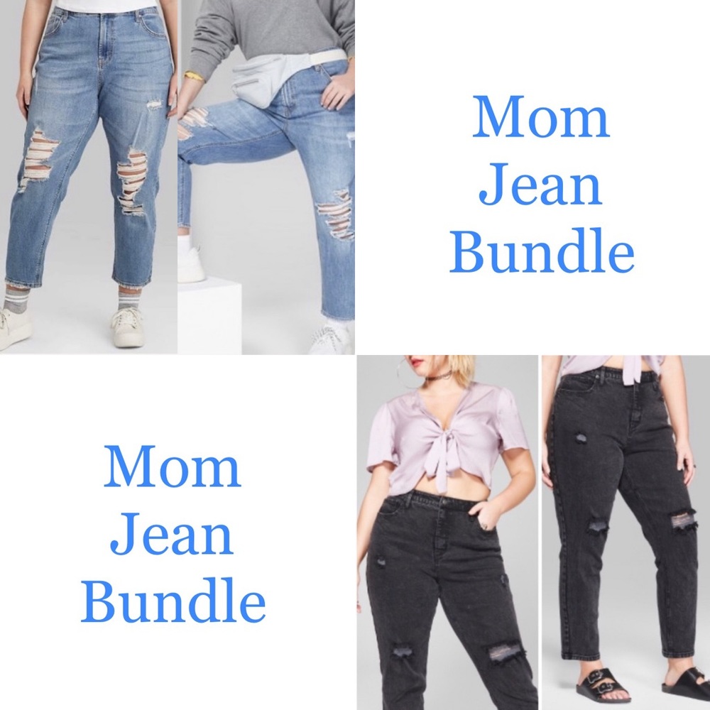 Plus Size High-Rise Distressed Mom Jeans Bundle